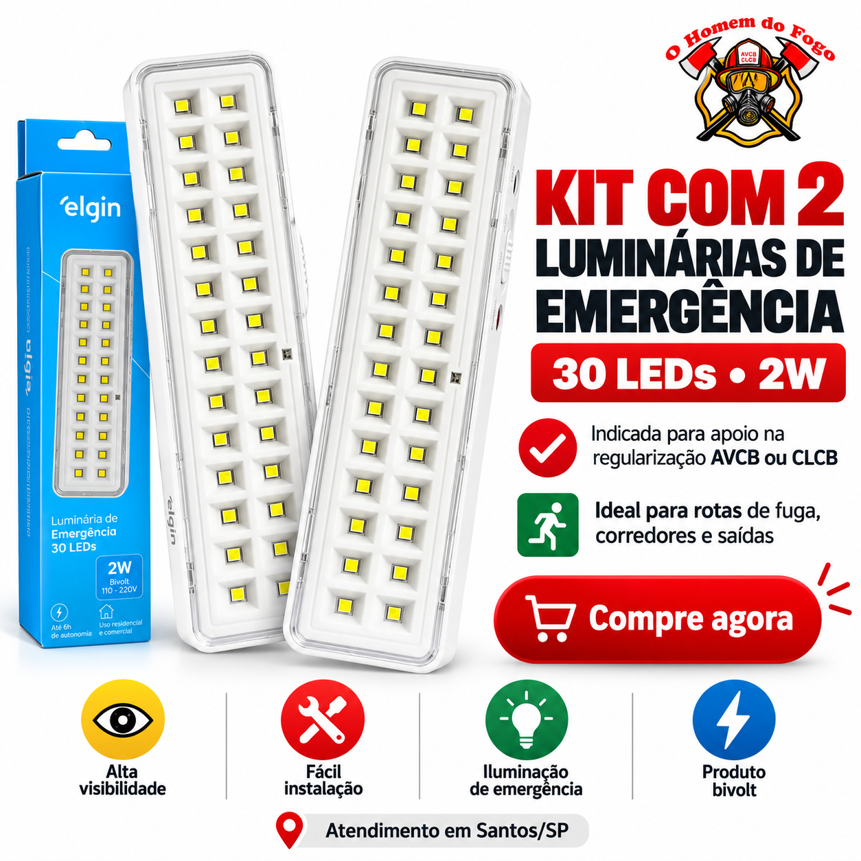 ILUMINAÇÃO DE EMÊRGENCIA AVCB - CLCB EM SANTOS